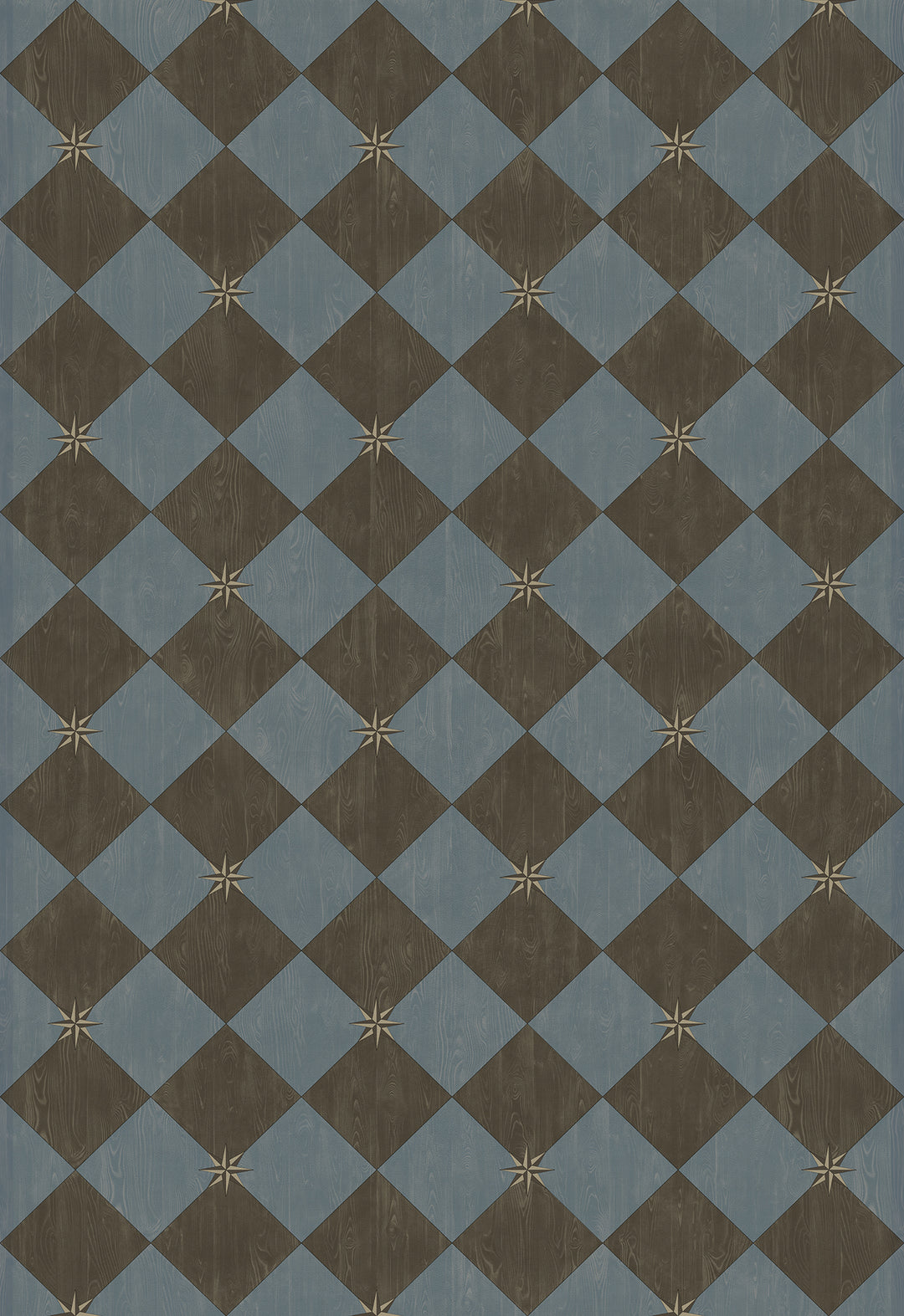 Vintage Vinyl Floorcloth Rug (Williamsburg – Compass Diamond – Garden Soirée)