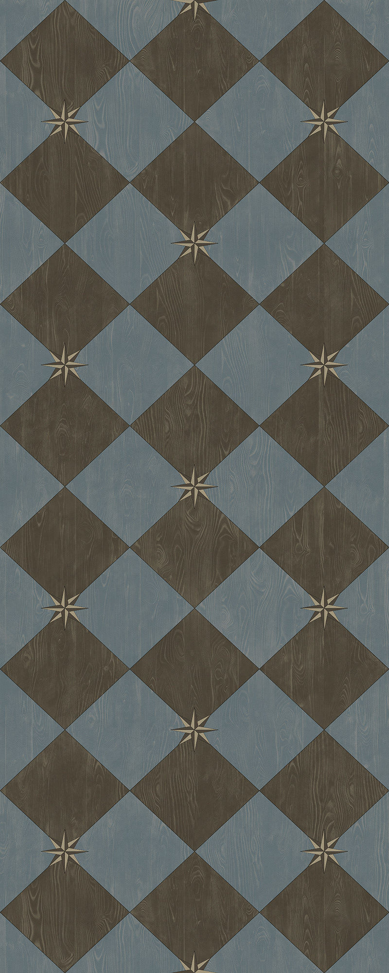 Vintage Vinyl Floorcloth Rug (Williamsburg – Compass Diamond – Garden Soirée)