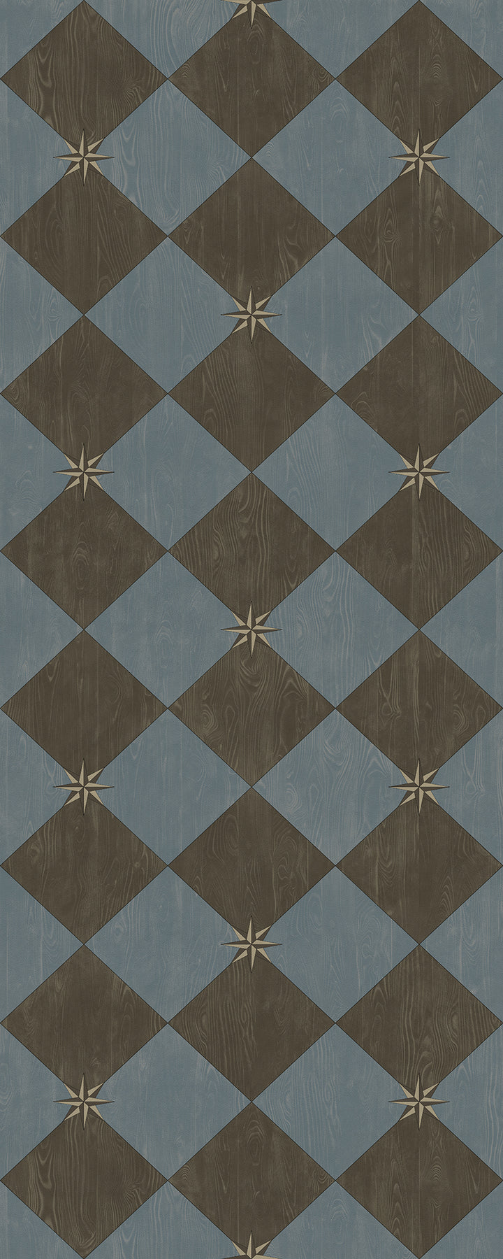 Vintage Vinyl Floorcloth Rug (Williamsburg – Compass Diamond – Garden Soirée)