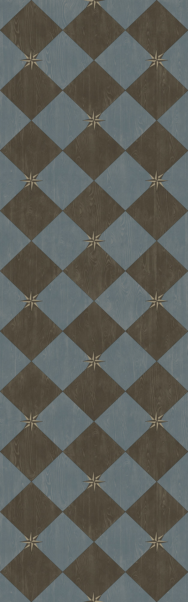 Vintage Vinyl Floorcloth Rug (Williamsburg – Compass Diamond – Garden Soirée)
