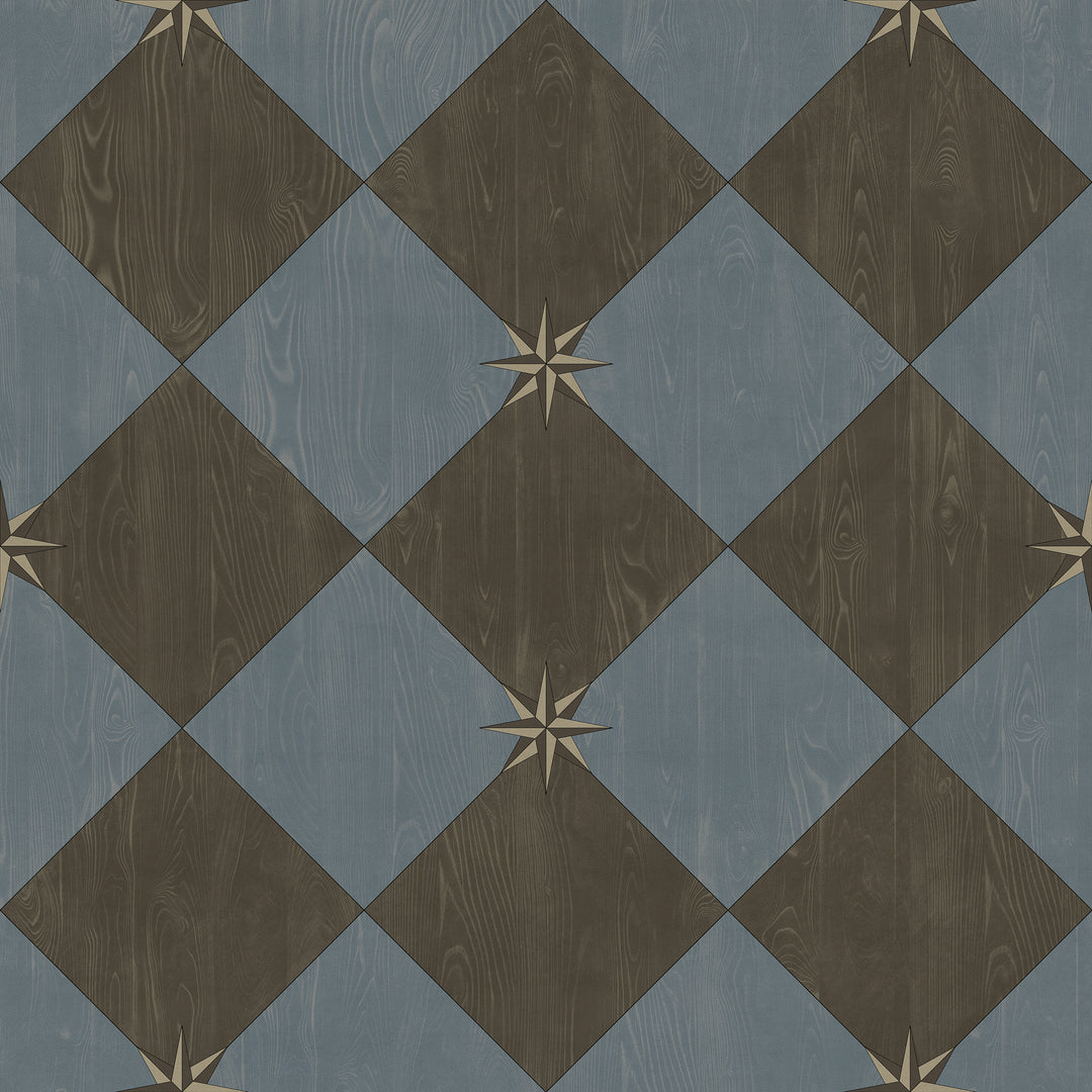 Vintage Vinyl Floorcloth Rug (Williamsburg – Compass Diamond – Garden Soirée)