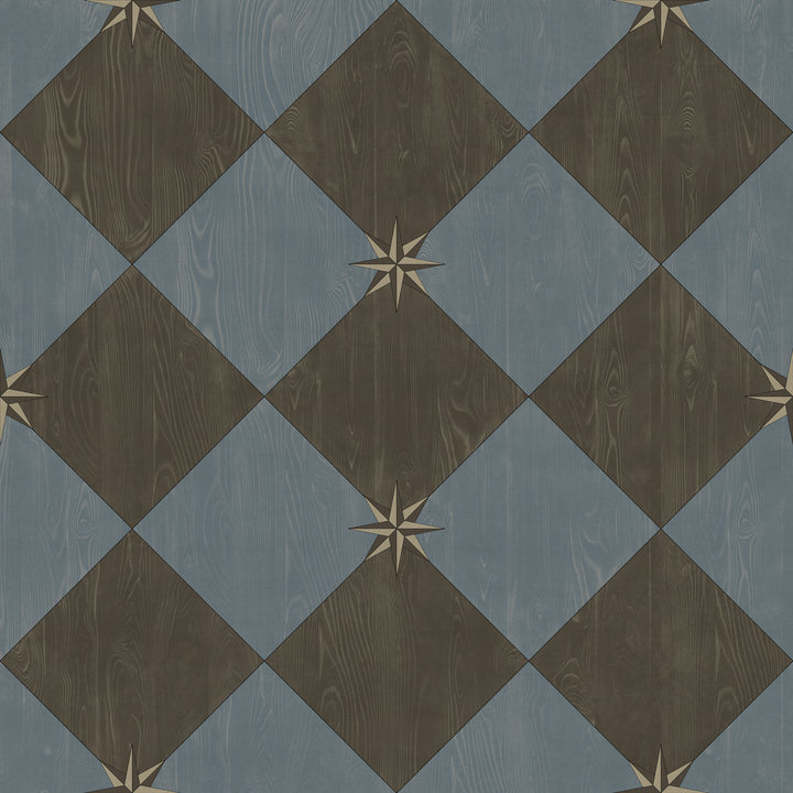 Vintage Vinyl Floorcloth Rug (Williamsburg – Compass Diamond – Garden Soirée)