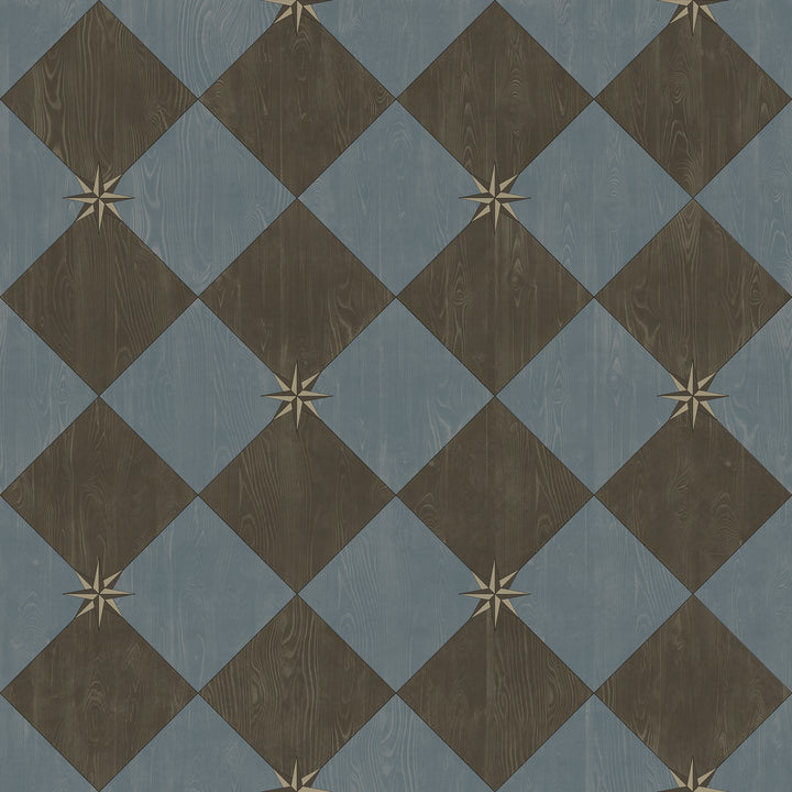 Vintage Vinyl Floorcloth Rug (Williamsburg – Compass Diamond – Garden Soirée)