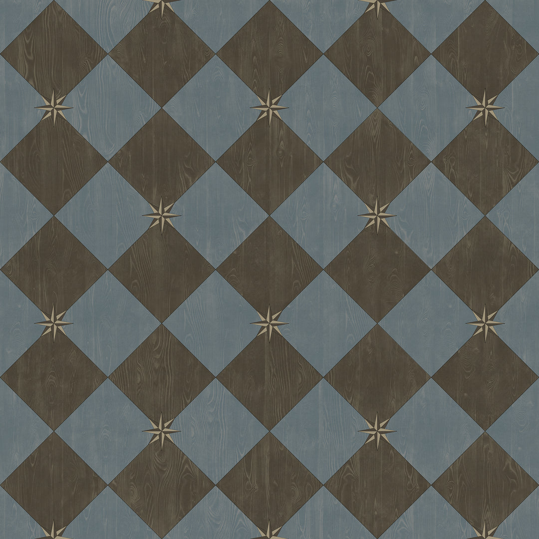 Vintage Vinyl Floorcloth Rug (Williamsburg – Compass Diamond – Garden Soirée)