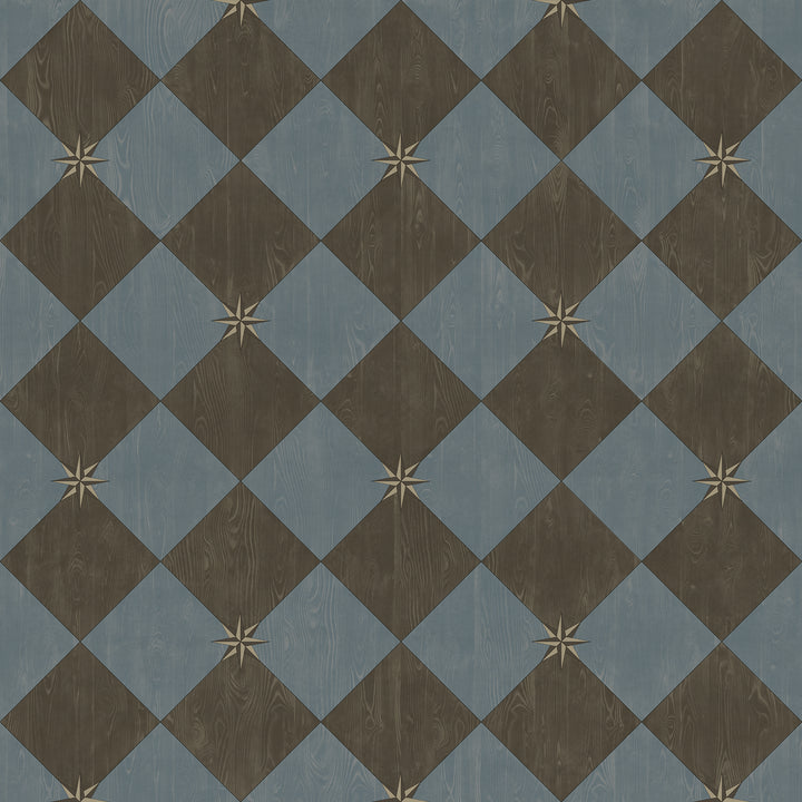 Vintage Vinyl Floorcloth Rug (Williamsburg – Compass Diamond – Garden Soirée)