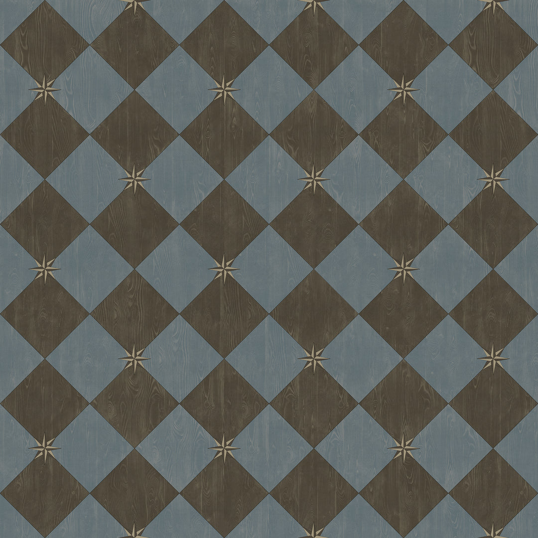 Vintage Vinyl Floorcloth Rug (Williamsburg – Compass Diamond – Garden Soirée)