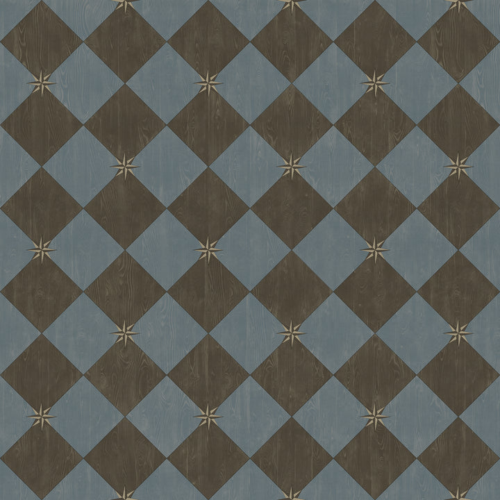 Vintage Vinyl Floorcloth Rug (Williamsburg – Compass Diamond – Garden Soirée)