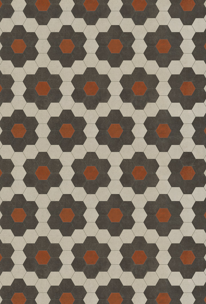 Vintage Vinyl Floorcloth Mats (Pattern 02 Organic Synthesis) (Lightly Distressed)