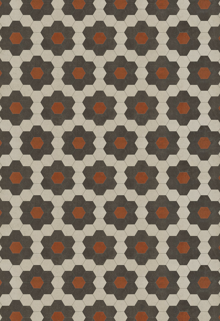 Vintage Vinyl Floorcloth Mats (Pattern 02 Organic Synthesis) (Lightly Distressed)
