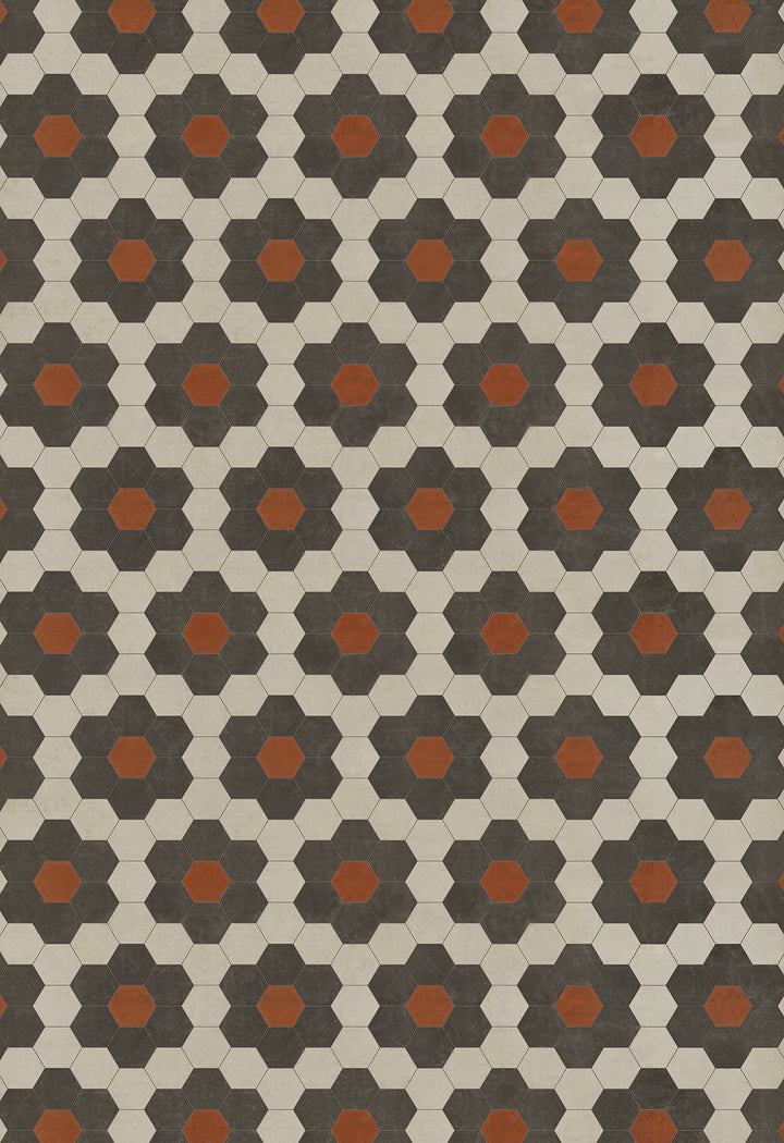 Vintage Vinyl Floorcloth Mats (Pattern 02 Organic Synthesis) (Lightly Distressed)