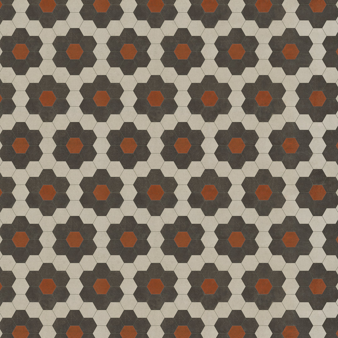 Vintage Vinyl Floorcloth Mats (Pattern 02 Organic Synthesis) (Lightly Distressed)