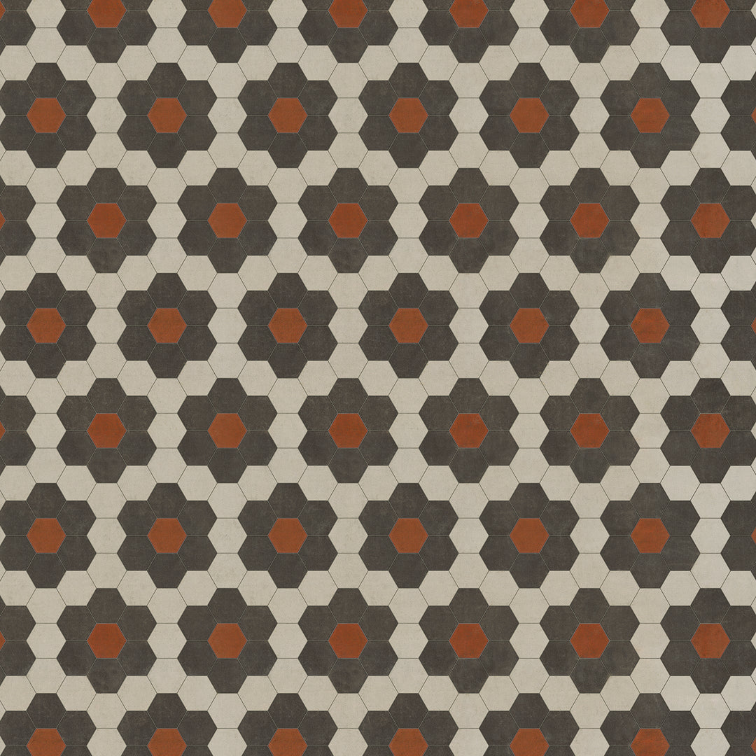 Vintage Vinyl Floorcloth Mats (Pattern 02 Organic Synthesis) (Lightly Distressed)
