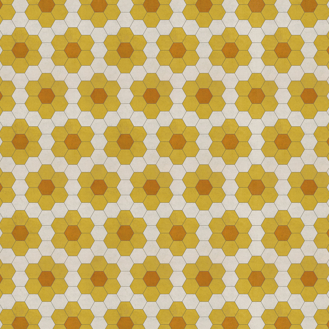 Vintage Vinyl Floorcloth Rug (Pattern 02 Pushing Up Daisies) (Lightly Distressed)