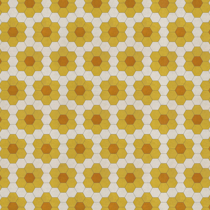 Vintage Vinyl Floorcloth Rug (Pattern 02 Pushing Up Daisies) (Lightly Distressed)