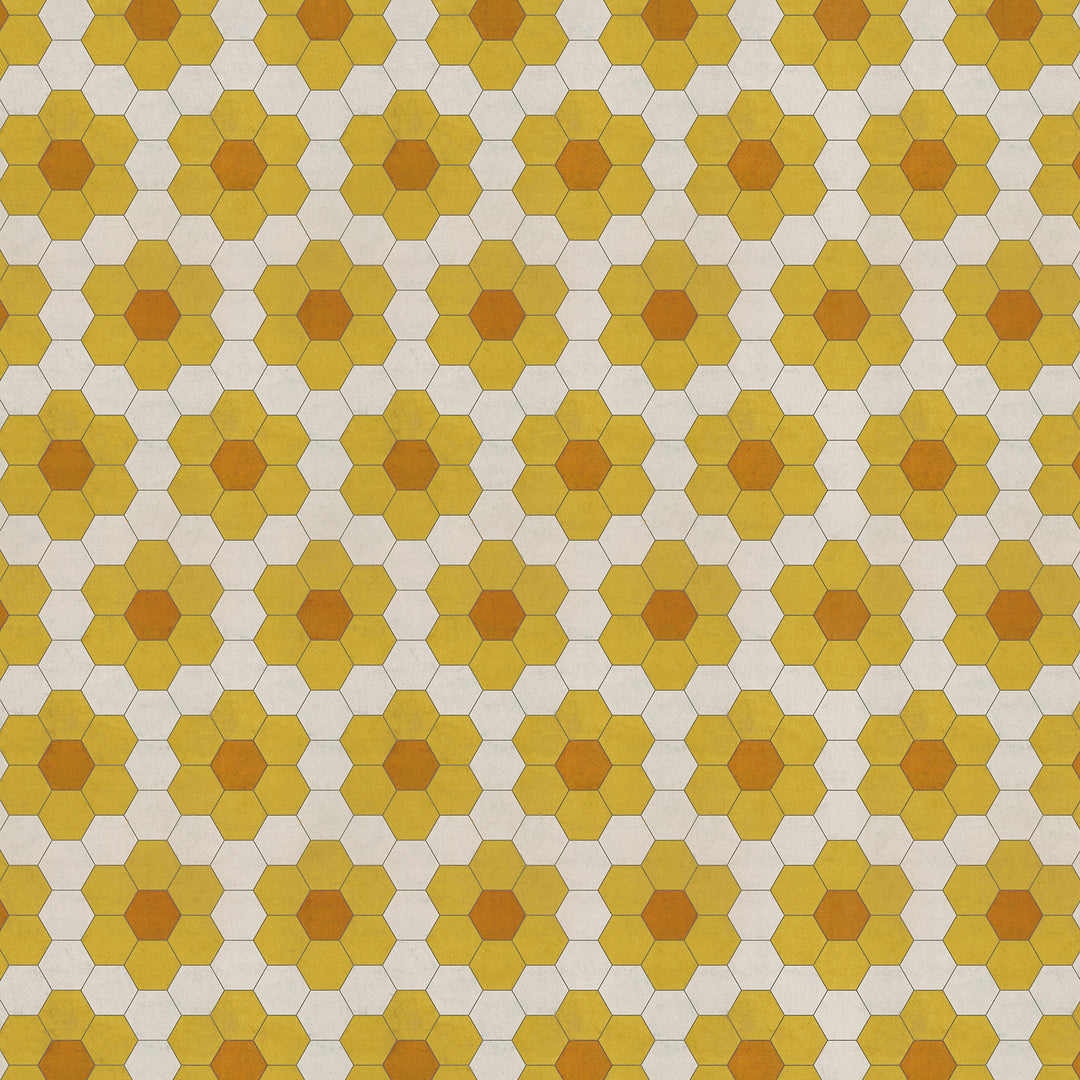 Vintage Vinyl Floorcloth Rug (Pattern 02 Pushing Up Daisies) (Lightly Distressed)