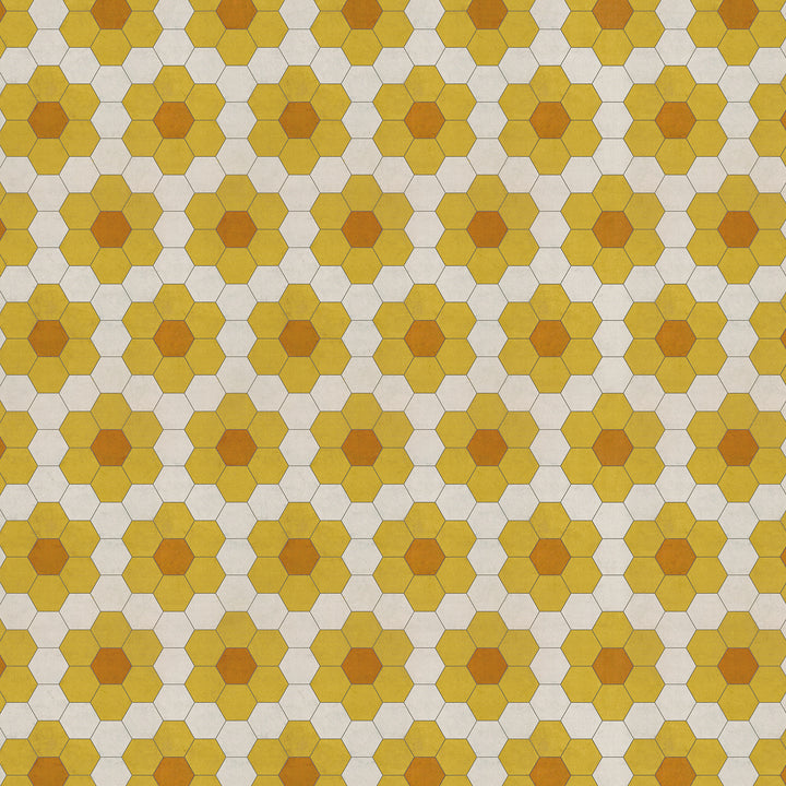 Vintage Vinyl Floorcloth Rug (Pattern 02 Pushing Up Daisies) (Lightly Distressed)