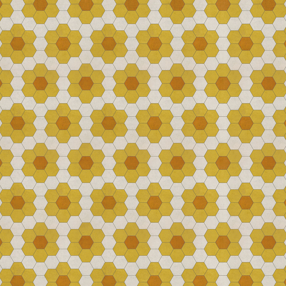 Vintage Vinyl Floorcloth Rug (Pattern 02 Pushing Up Daisies) (Lightly Distressed)