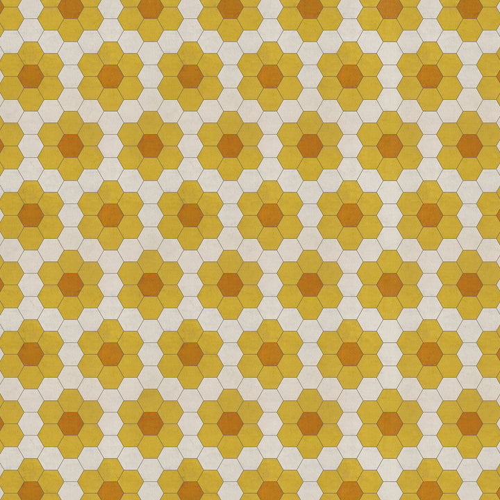 Vintage Vinyl Floorcloth Rug (Pattern 02 Pushing Up Daisies) (Lightly Distressed)