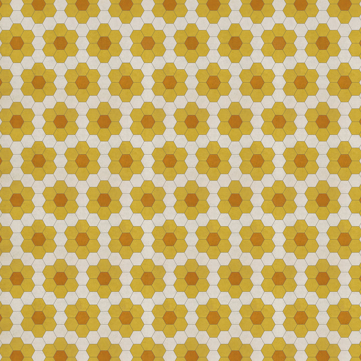 Vintage Vinyl Floorcloth Rug (Pattern 02 Pushing Up Daisies) (Lightly Distressed)