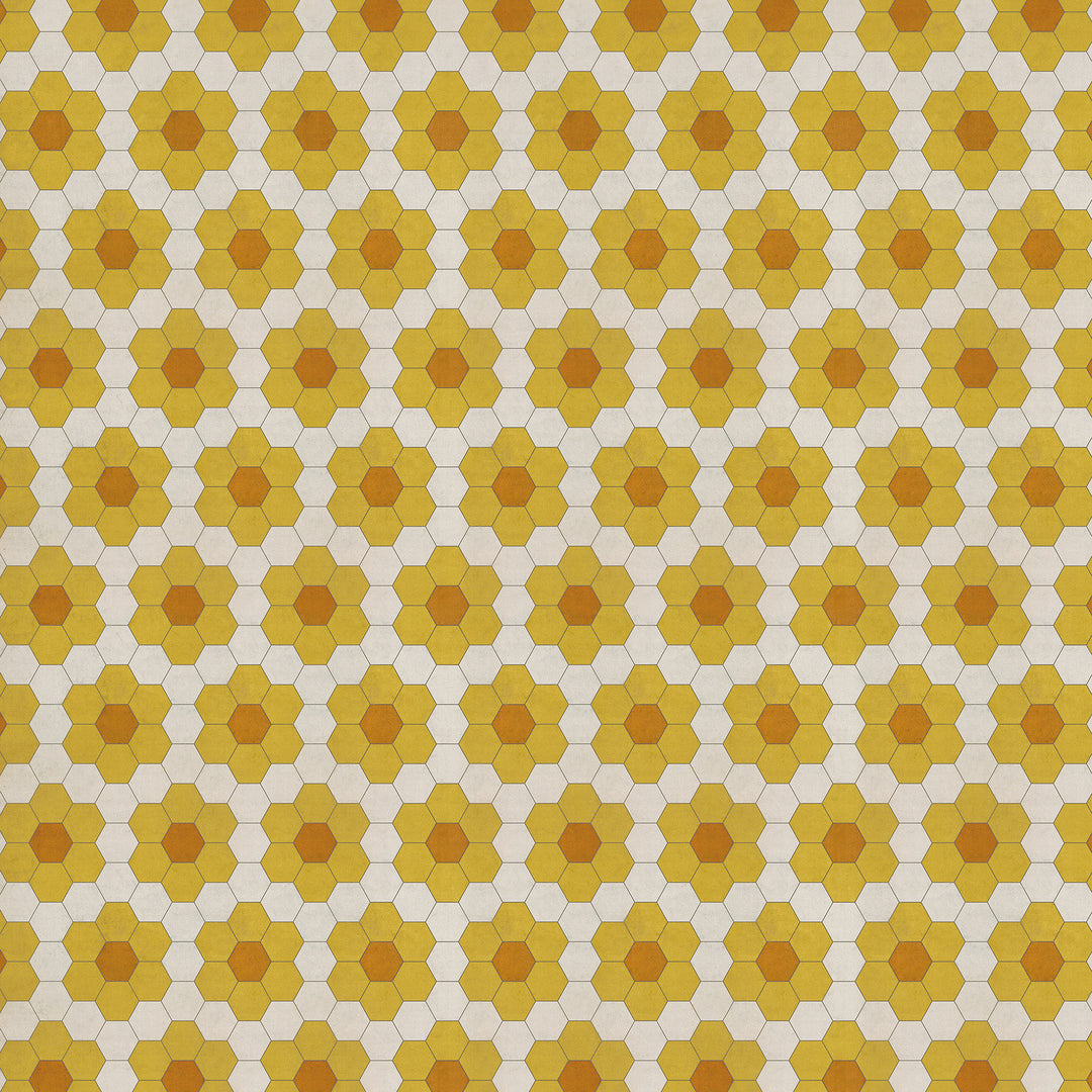 Vintage Vinyl Floorcloth Rug (Pattern 02 Pushing Up Daisies) (Lightly Distressed)