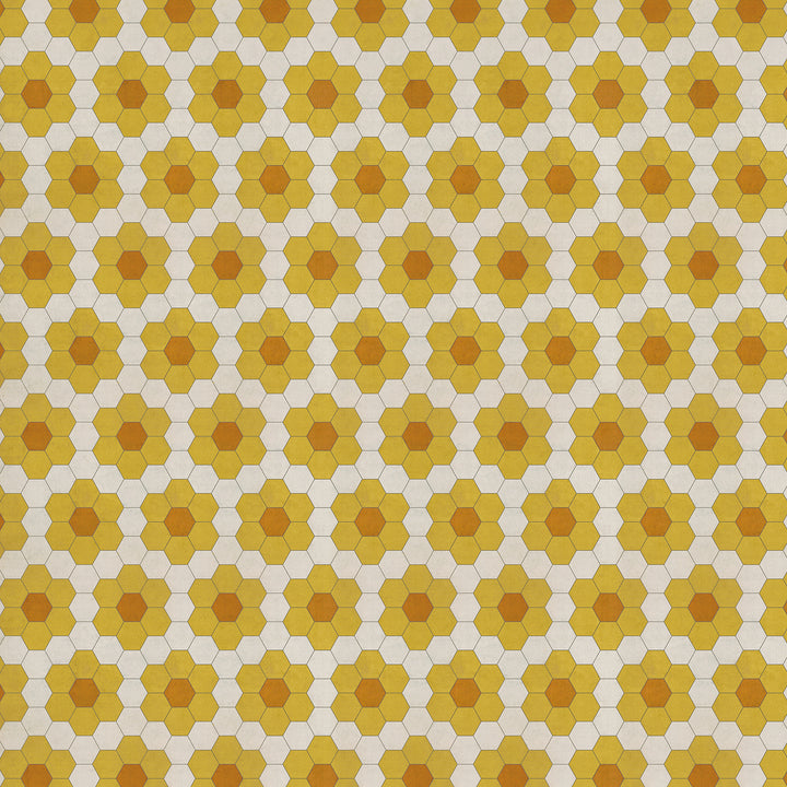 Vintage Vinyl Floorcloth Rug (Pattern 02 Pushing Up Daisies) (Lightly Distressed)