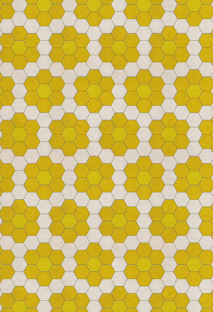 Vintage Vinyl Floorcloth Mats (Pattern 02 The Bee's Knees) (Lightly Distressed)