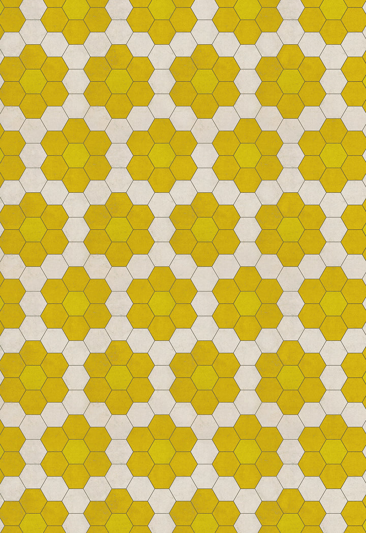 Vintage Vinyl Floorcloth Mats (Pattern 02 The Bee's Knees) (Lightly Distressed)
