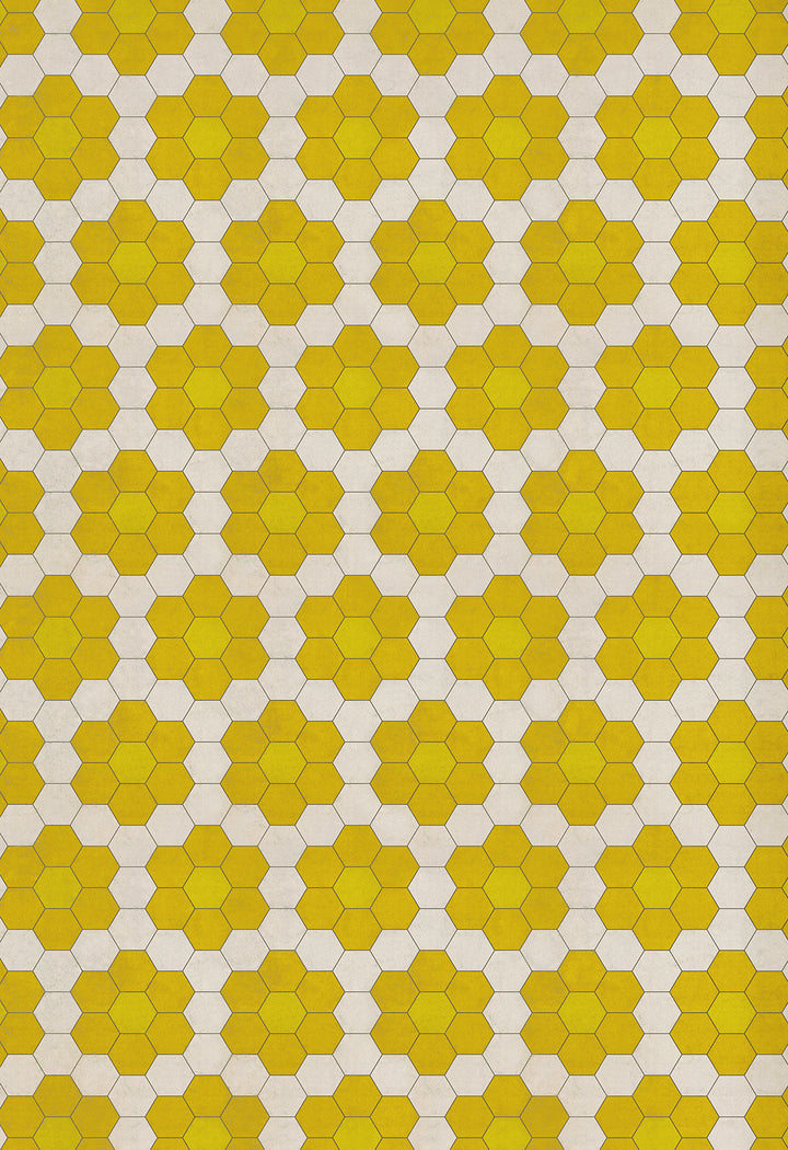 Vintage Vinyl Floorcloth Mats (Pattern 02 The Bee's Knees) (Lightly Distressed)