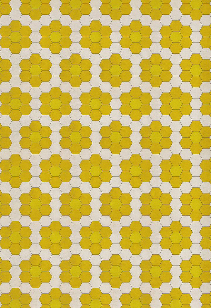 Vintage Vinyl Floorcloth Mats (Pattern 02 The Bee's Knees) (Lightly Distressed)