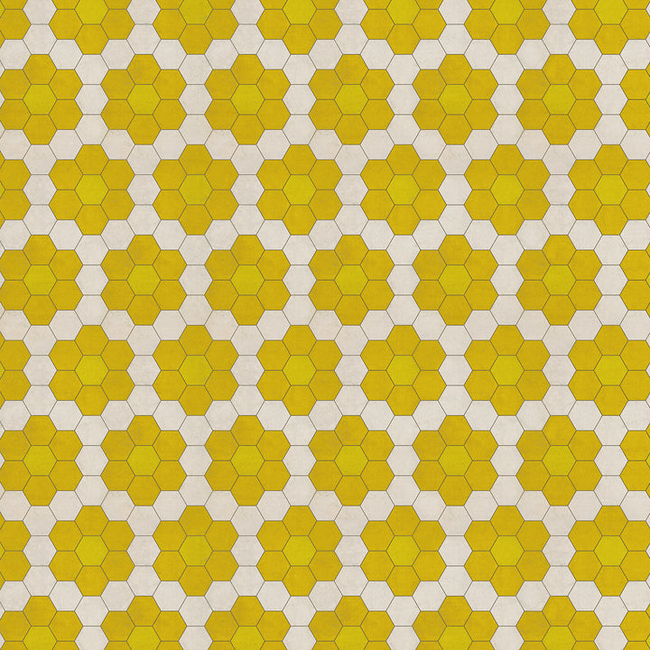 Vintage Vinyl Floorcloth Mats (Pattern 02 The Bee's Knees) (Lightly Distressed)