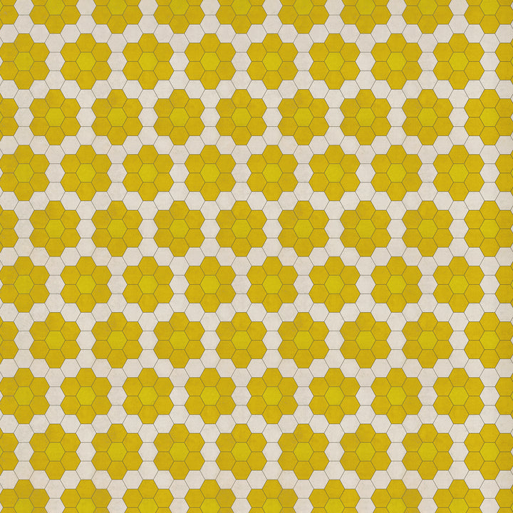 Vintage Vinyl Floorcloth Mats (Pattern 02 The Bee's Knees) (Lightly Distressed)
