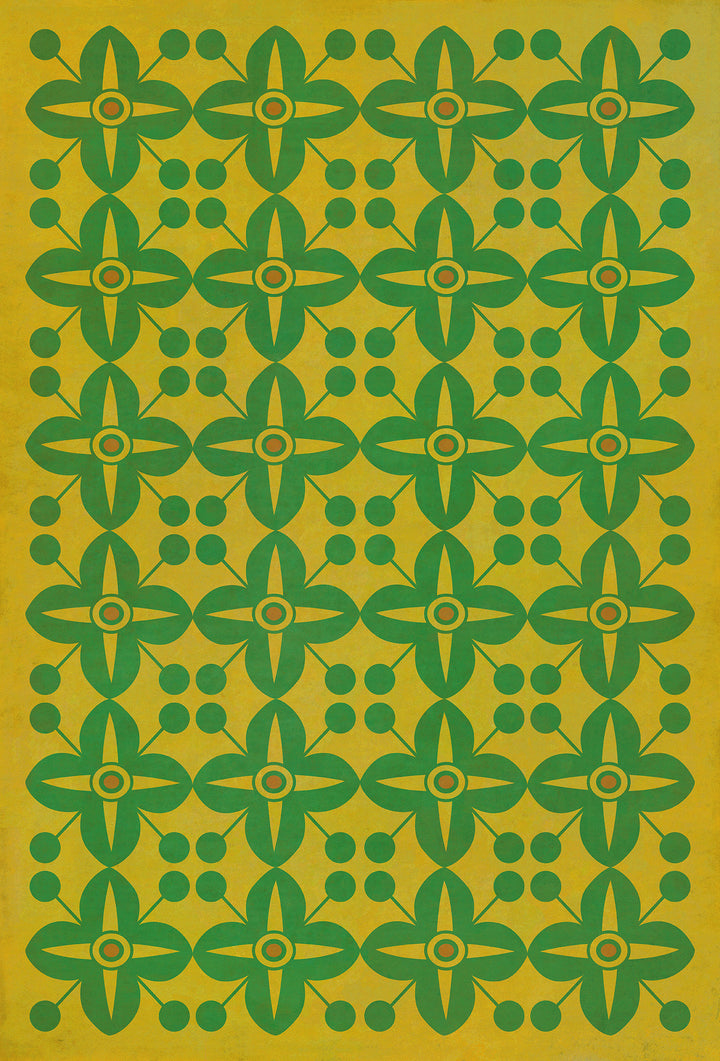 Vintage Vinyl Floorcloth Rug (Pattern 03 Follow the Yellow Brick Road) (Lightly Distressed)
