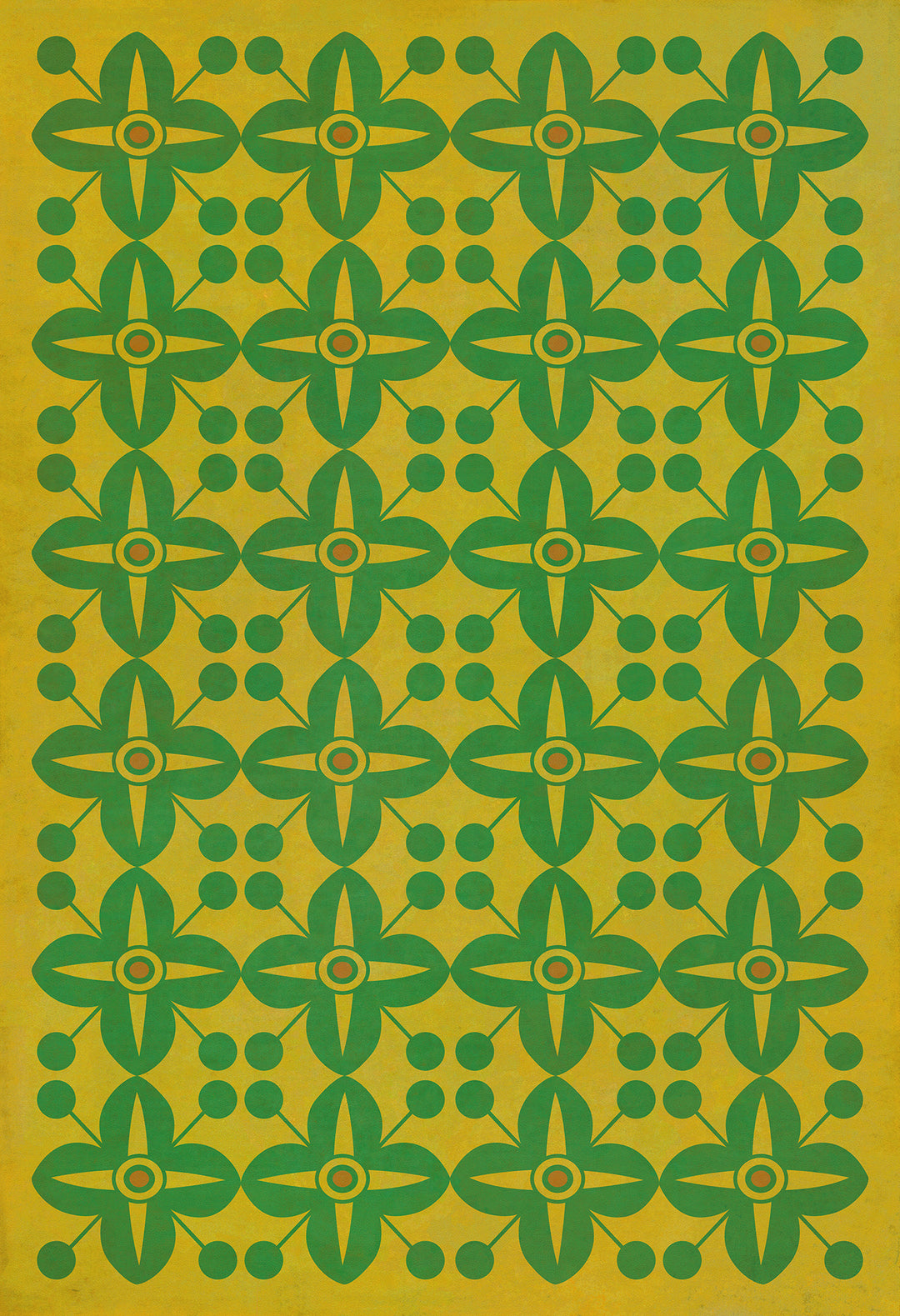 Vintage Vinyl Floorcloth Rug (Pattern 03 Follow the Yellow Brick Road) (Lightly Distressed)