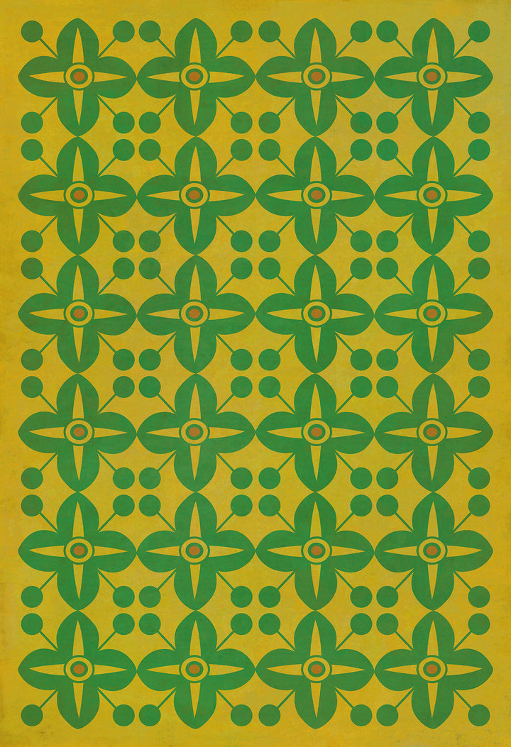 Vintage Vinyl Floorcloth Rug (Pattern 03 Follow the Yellow Brick Road) (Lightly Distressed)