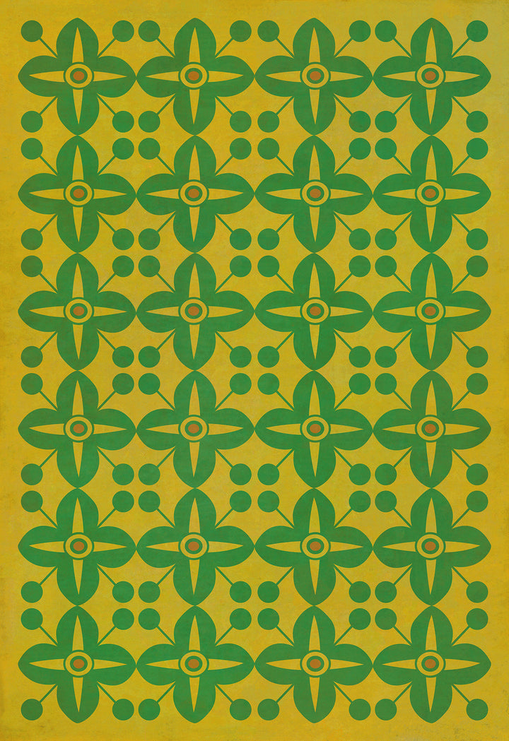 Vintage Vinyl Floorcloth Rug (Pattern 03 Follow the Yellow Brick Road) (Lightly Distressed)