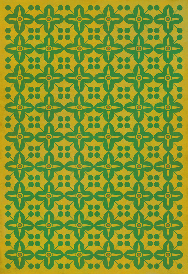 Vintage Vinyl Floorcloth Rug (Pattern 03 Follow the Yellow Brick Road) (Lightly Distressed)