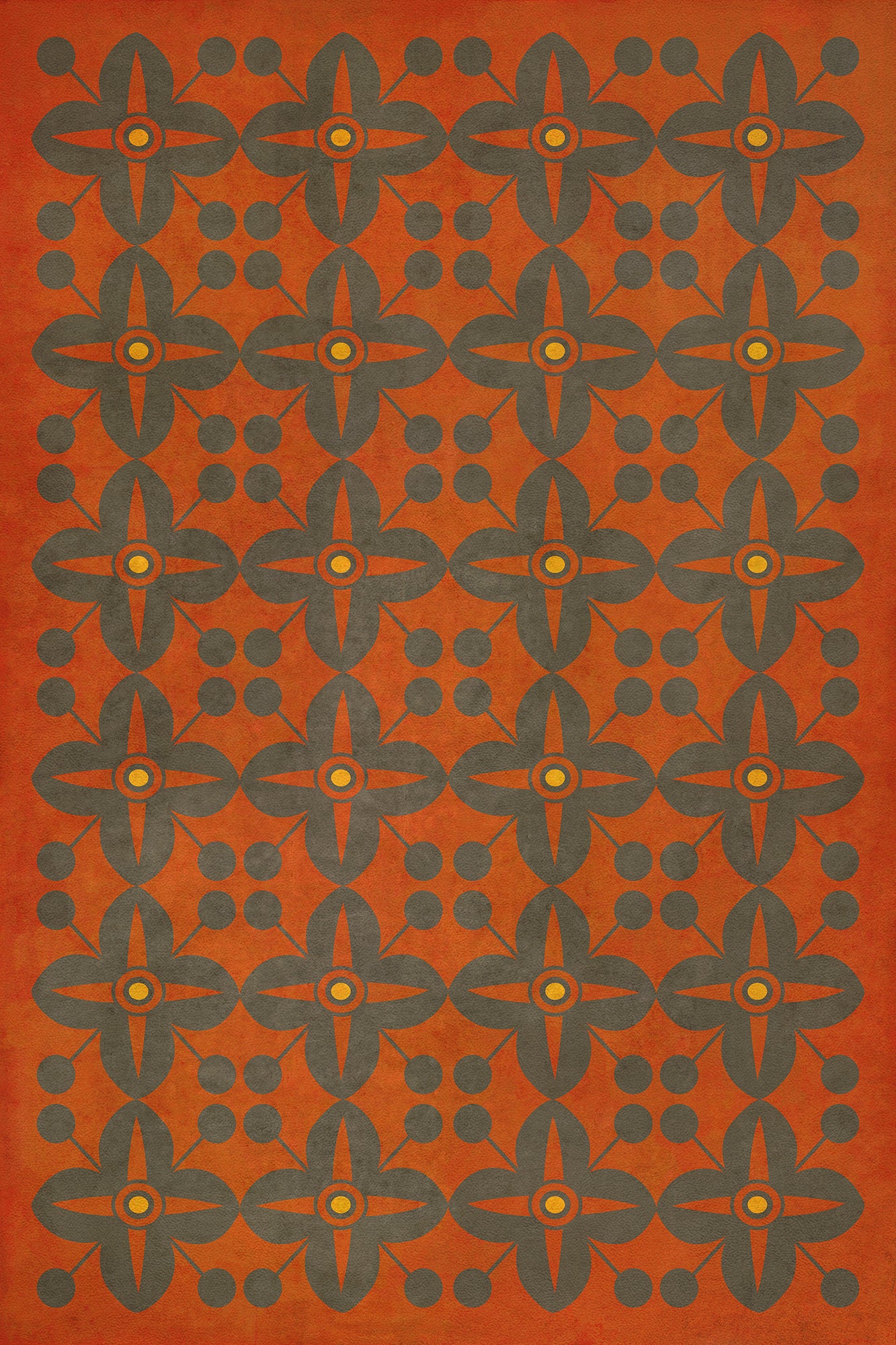 Vintage Vinyl Floorcloth Rug (Pattern 03 Red Rum) (Lightly Distressed ...