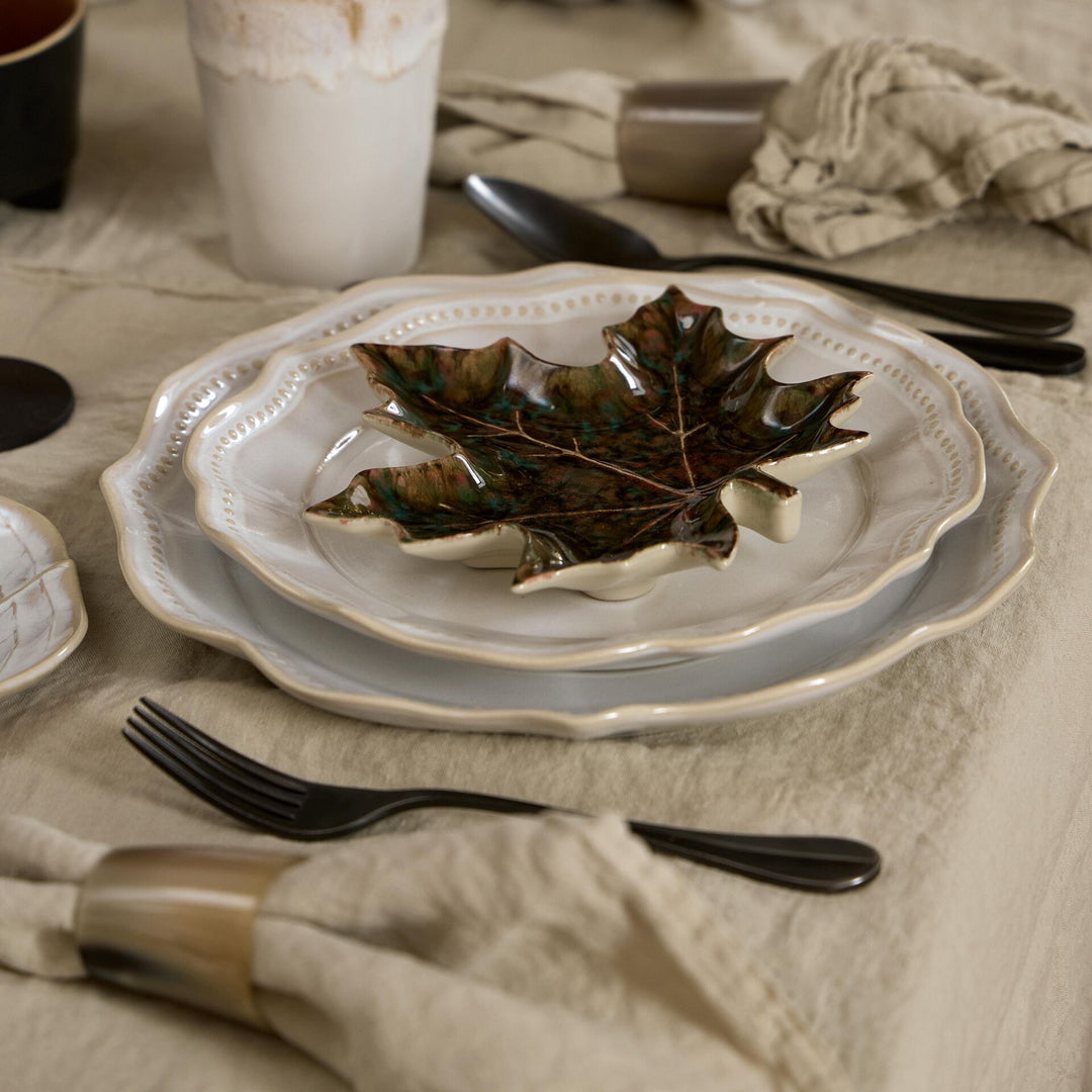 Costa Nova Forest Stoneware Maple Leaf Plate Set/4 (Juniper Green)