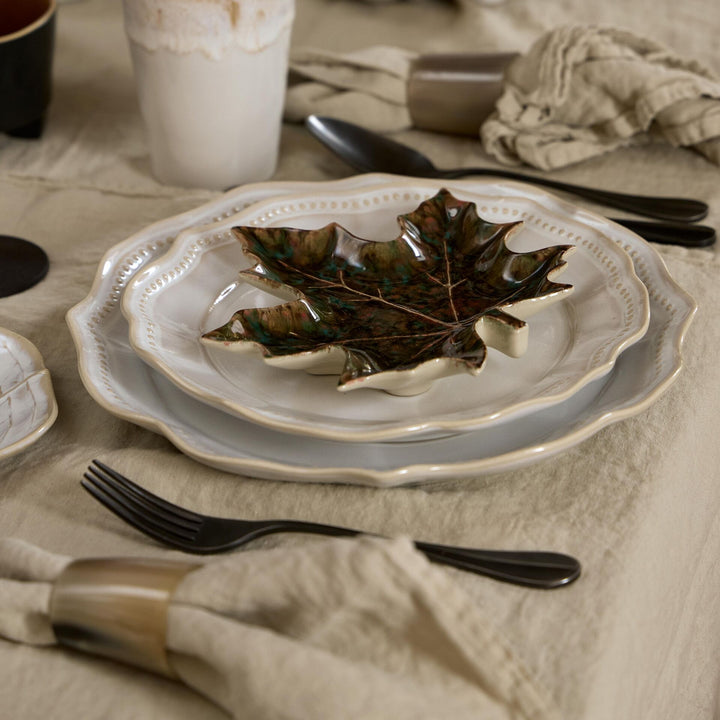 Costa Nova Forest Stoneware Maple Leaf Plate Set/4 (Juniper Green)