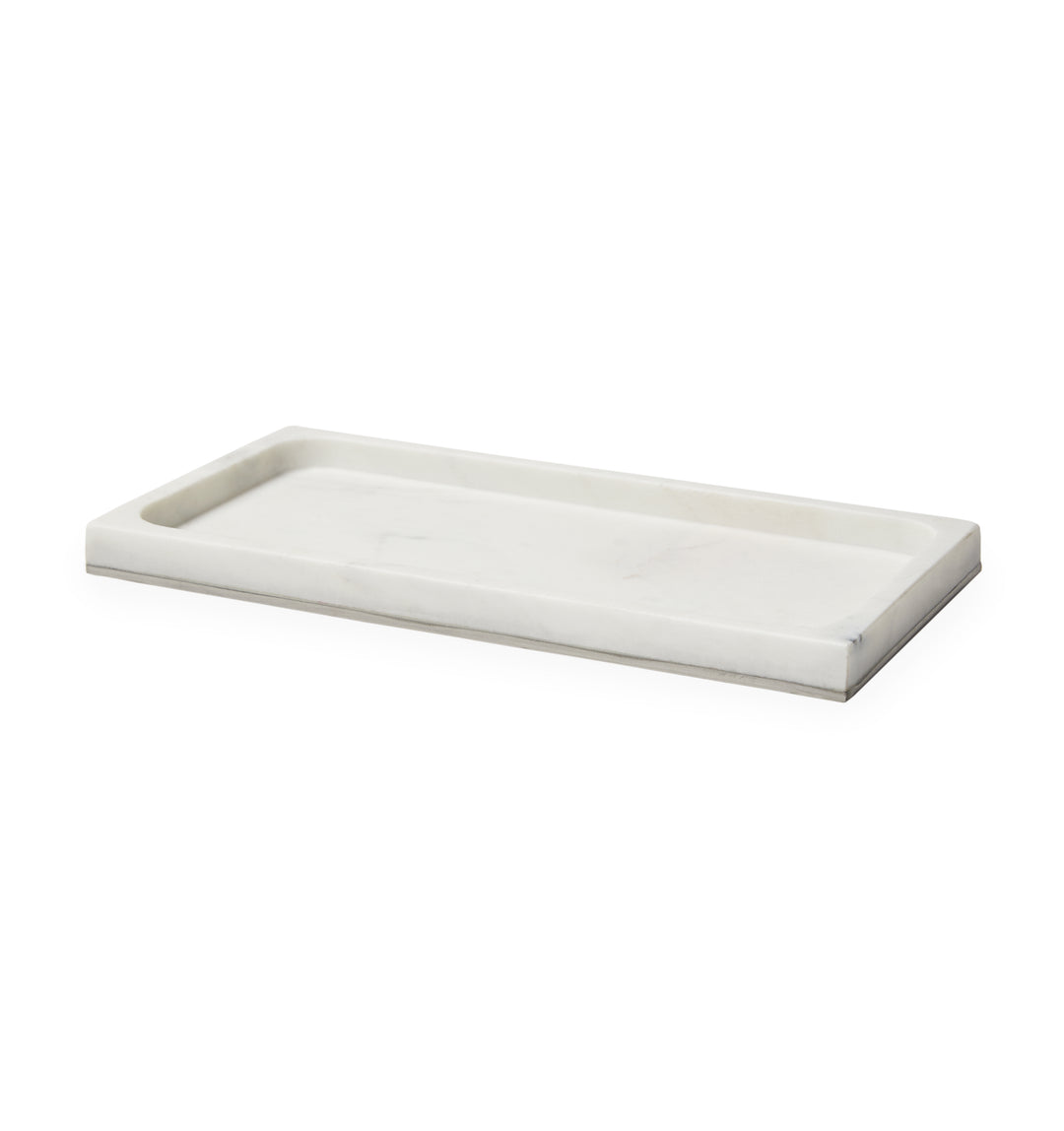 Pietra Marble Tray (White/Silver)
