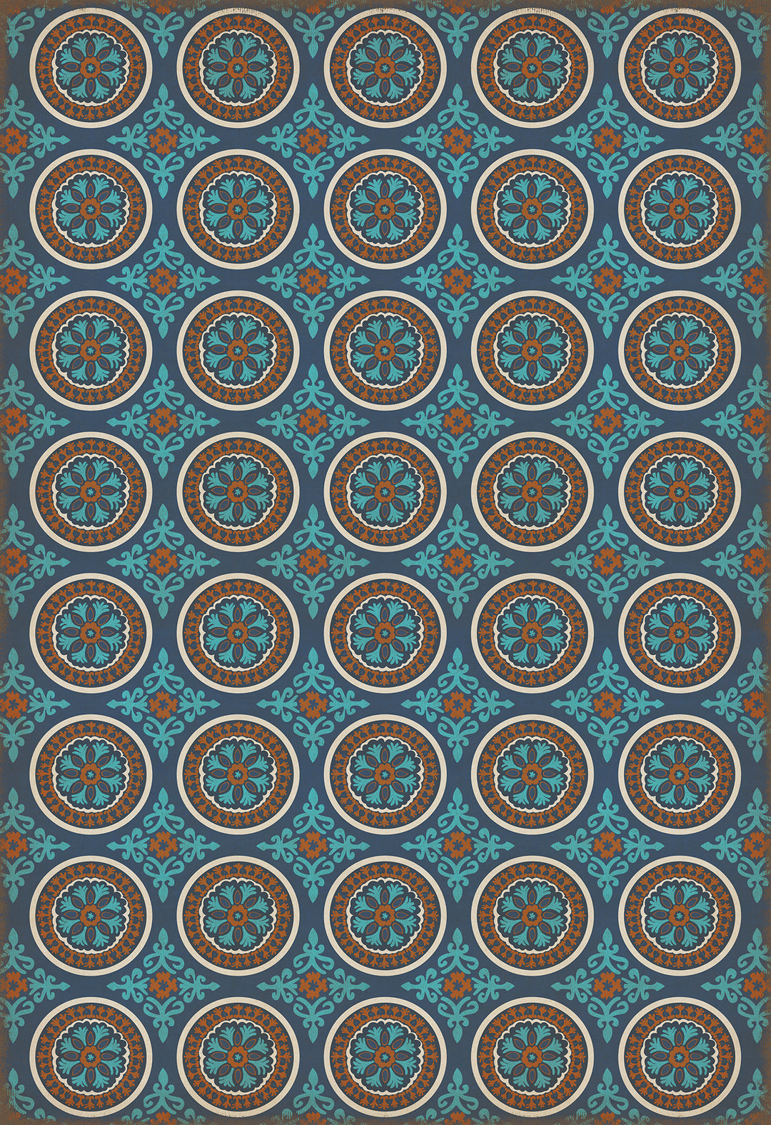 Vintage Vinyl Floorcloth Rug (Pattern 43 Samadi)