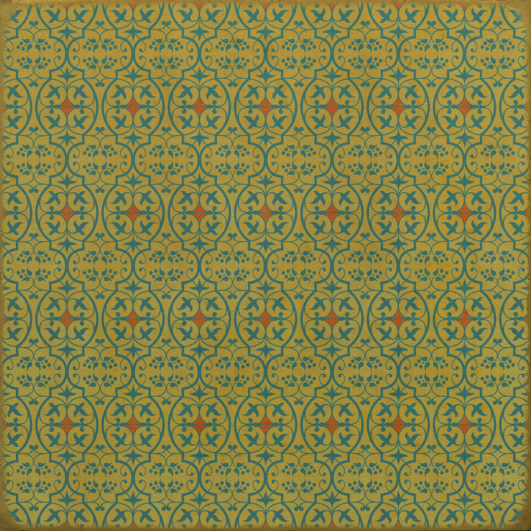 Vintage Vinyl Floorcloth Rug (Pattern 51 a Little Madness in the Spring)