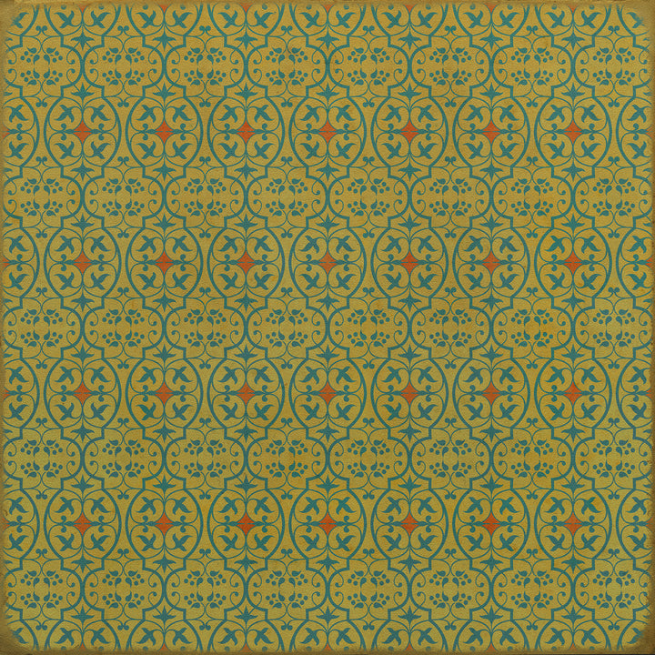 Vintage Vinyl Floorcloth Rug (Pattern 51 a Little Madness in the Spring)