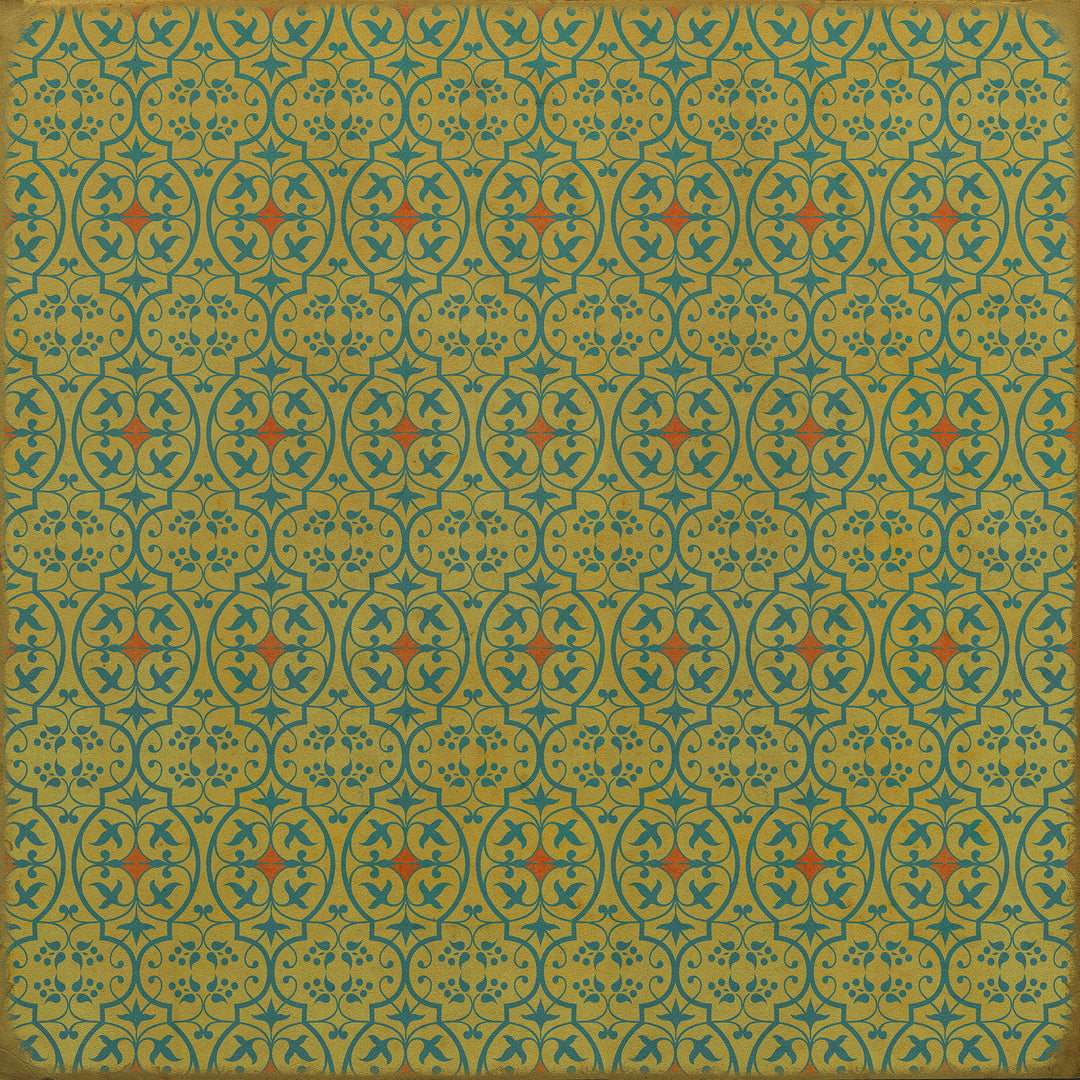 Vintage Vinyl Floorcloth Rug (Pattern 51 a Little Madness in the Spring)