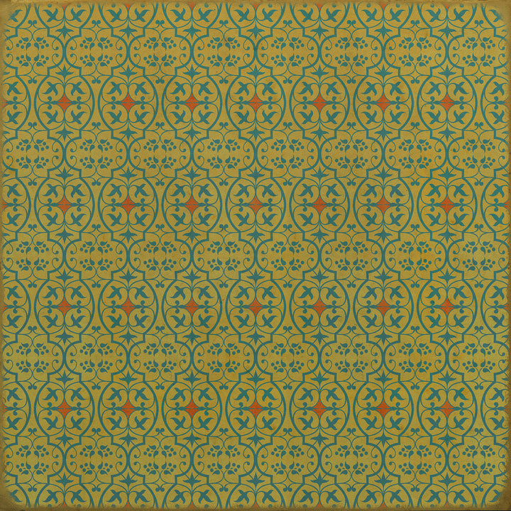 Vintage Vinyl Floorcloth Rug (Pattern 51 a Little Madness in the Spring)