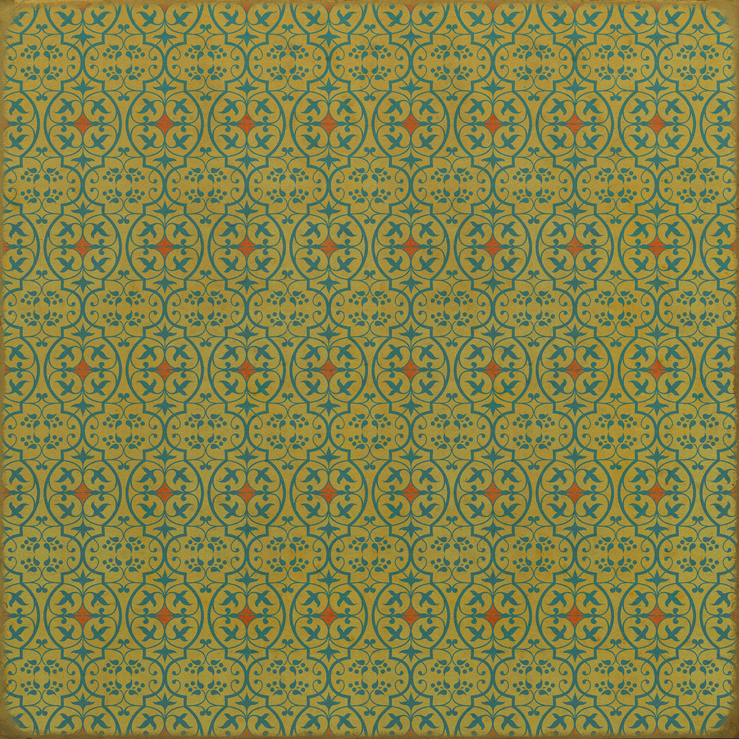 Vintage Vinyl Floorcloth Rug (Pattern 51 a Little Madness in the Spring)