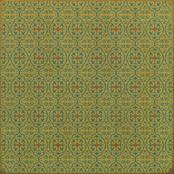 Vintage Vinyl Floorcloth Rug (Pattern 51 a Little Madness in the Spring)