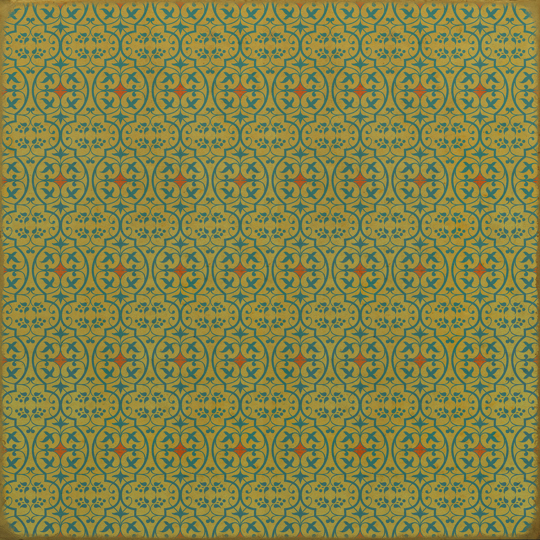 Vintage Vinyl Floorcloth Rug (Pattern 51 a Little Madness in the Spring)