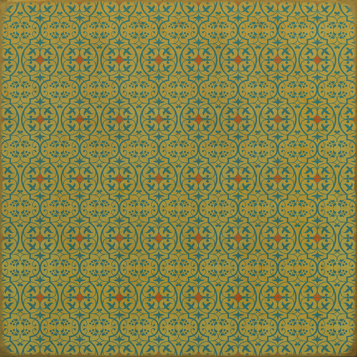 Vintage Vinyl Floorcloth Rug (Pattern 51 a Little Madness in the Spring)