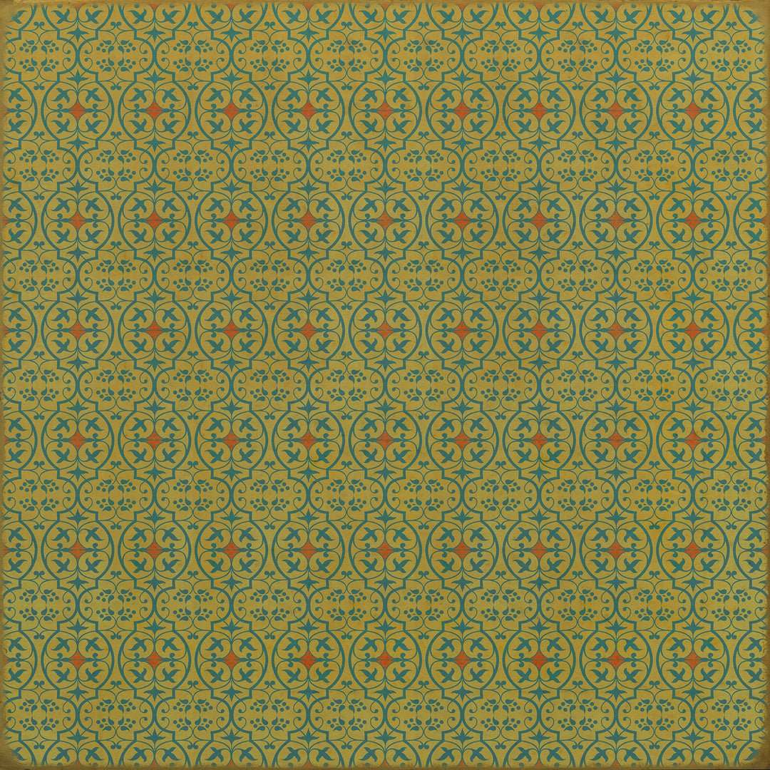 Vintage Vinyl Floorcloth Rug (Pattern 51 a Little Madness in the Spring)